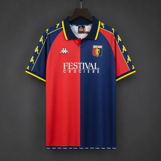 Retro  99/00 Genoa Home Red & Navy Blue Jersey
