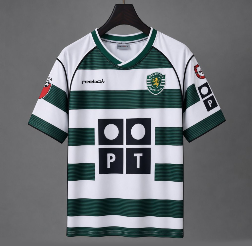 Retro 01/03 Sporting CP Lisbon Home White and Green  Jersey
